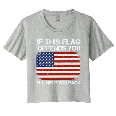 If This Flag Offends You Ill Help You Pack Patriotic Gift Women's Crop Top Tee