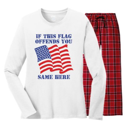 If This Flag Offends You Same Here Women's Long Sleeve Flannel Pajama Set 