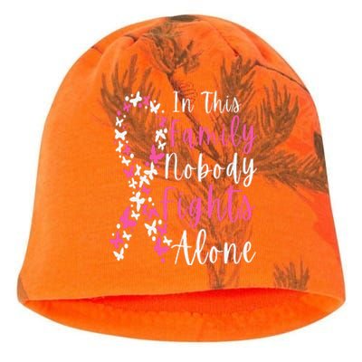 In This Family Nobody Fights Alone Breast Cancer Awareness Kati - Camo Knit Beanie