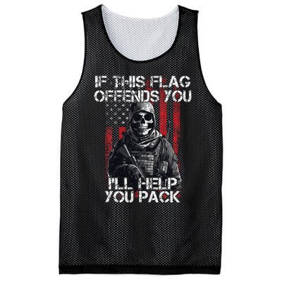 If This Flag Offends You 4th Of July Us Flag Usa Patriotic Mesh Reversible Basketball Jersey Tank