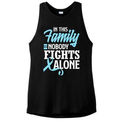 In This Family Nobody Fights Alone Prostate Cancer Awareness Ladies PosiCharge Tri-Blend Wicking Tank