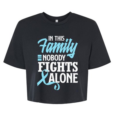 In This Family Nobody Fights Alone Prostate Cancer Awareness Bella+Canvas Jersey Crop Tee