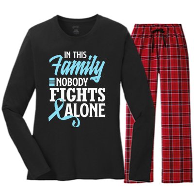 In This Family Nobody Fights Alone Prostate Cancer Awareness Women's Long Sleeve Flannel Pajama Set 