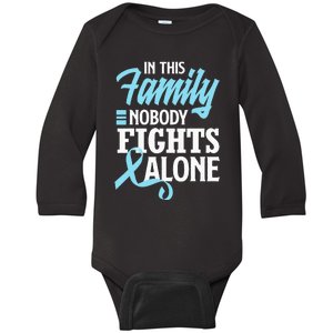 In This Family Nobody Fights Alone Prostate Cancer Awareness Baby Long Sleeve Bodysuit