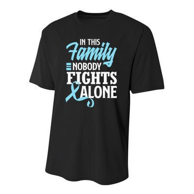 In This Family Nobody Fights Alone Prostate Cancer Awareness Youth Performance Sprint T-Shirt