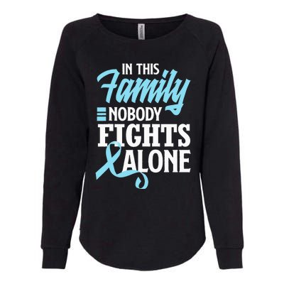 In This Family Nobody Fights Alone Prostate Cancer Awareness Womens California Wash Sweatshirt