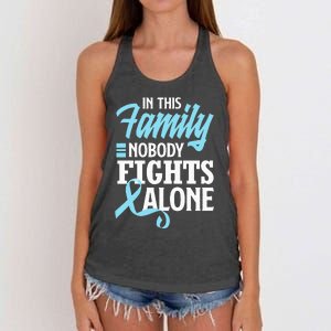 In This Family Nobody Fights Alone Prostate Cancer Awareness Women's Knotted Racerback Tank