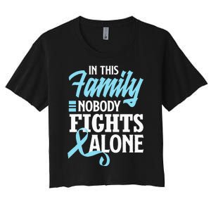 In This Family Nobody Fights Alone Prostate Cancer Awareness Women's Crop Top Tee