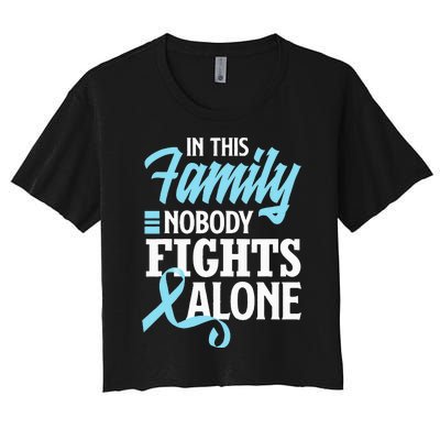 In This Family Nobody Fights Alone Prostate Cancer Awareness Women's Crop Top Tee