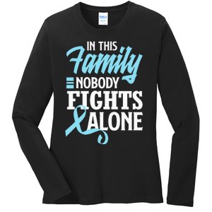 In This Family Nobody Fights Alone Prostate Cancer Awareness Ladies Long Sleeve Shirt