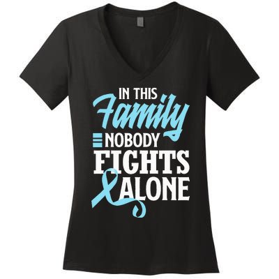 In This Family Nobody Fights Alone Prostate Cancer Awareness Women's V-Neck T-Shirt