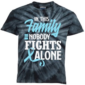 In This Family Nobody Fights Alone Prostate Cancer Awareness Kids Tie-Dye T-Shirt