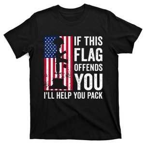 If This Flag Offends You I'll Help You Pack Veteran USA Flag T-Shirt