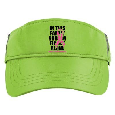 In This Family No One Fights Alone Breast Cancer Pink Ribbon Adult Drive Performance Visor