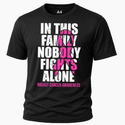 In This Family No One Fights Alone Breast Cancer Pink Ribbon Performance Shirt