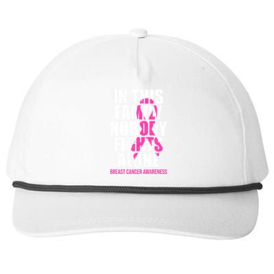 In This Family No One Fights Alone Breast Cancer Pink Ribbon Snapback Five-Panel Rope Hat