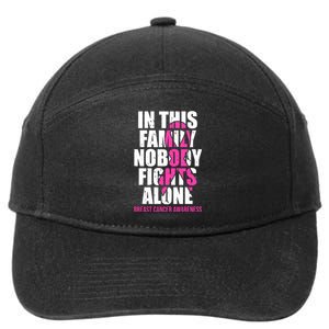 In This Family No One Fights Alone Breast Cancer Pink Ribbon 7-Panel Snapback Hat