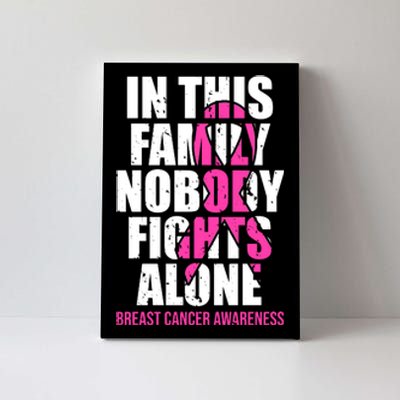 In This Family No One Fights Alone Breast Cancer Pink Ribbon Canvas