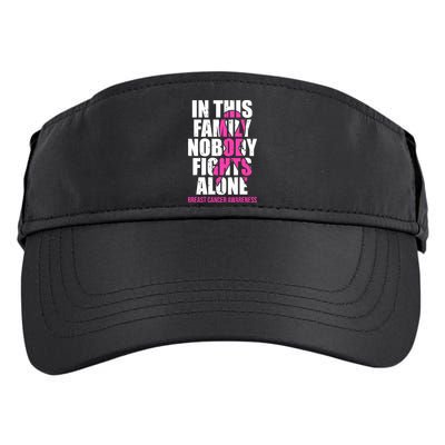 In This Family No One Fights Alone Breast Cancer Pink Ribbon Adult Drive Performance Visor