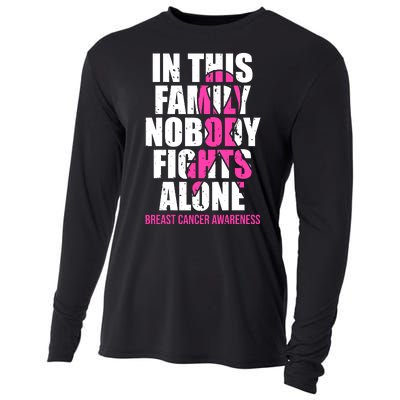 In This Family No One Fights Alone Breast Cancer Pink Ribbon Cooling Performance Long Sleeve Crew