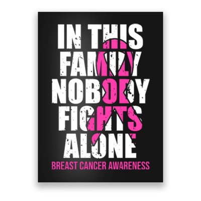 In This Family No One Fights Alone Breast Cancer Pink Ribbon Poster