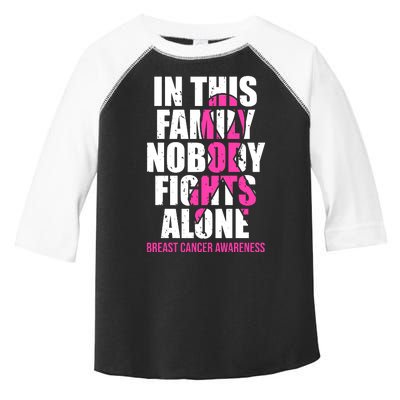 In This Family No One Fights Alone Breast Cancer Pink Ribbon Toddler Fine Jersey T-Shirt