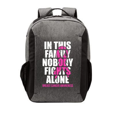 In This Family No One Fights Alone Breast Cancer Pink Ribbon Vector Backpack