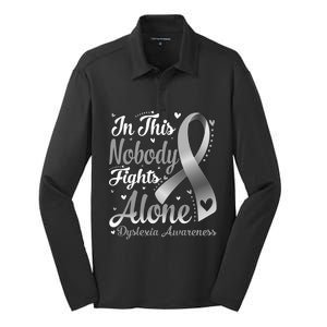 In This Family Nobody Fight Alone Dyslexia Awareness Gift Silk Touch Performance Long Sleeve Polo