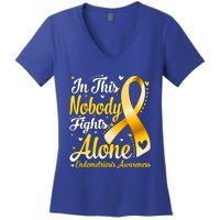 In This Family Nobody Fight Alone Endometriosis Awareness Great Gift Women's V-Neck T-Shirt