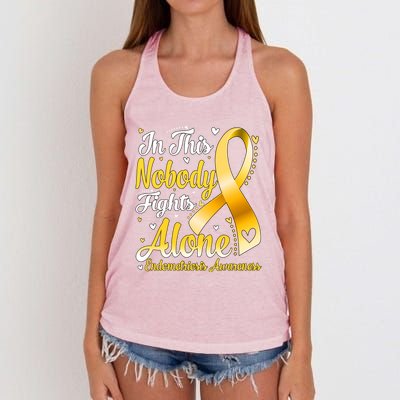 In This Family Nobody Fight Alone Endometriosis Awareness Great Gift Women's Knotted Racerback Tank