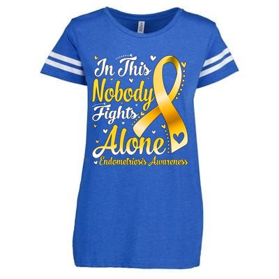 In This Family Nobody Fight Alone Endometriosis Awareness Great Gift Enza Ladies Jersey Football T-Shirt