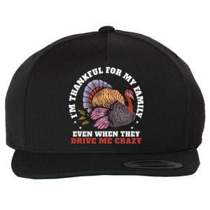 Im Thankful For My Family Funny Saying Thanksgiving Day Gift Wool Snapback Cap