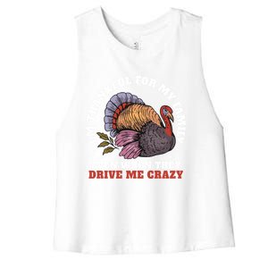 Im Thankful For My Family Funny Saying Thanksgiving Day Gift Women's Racerback Cropped Tank