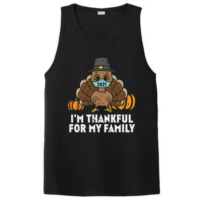 Im Thankful For My Family Turkey Face Mask Thanksgiving Gift PosiCharge Competitor Tank