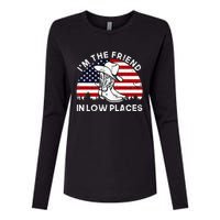 IM The Friend In Low Places Vintage Cowboy Hat Usa Flag Womens Cotton Relaxed Long Sleeve T-Shirt