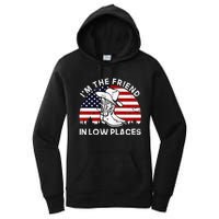 IM The Friend In Low Places Vintage Cowboy Hat Usa Flag Women's Pullover Hoodie