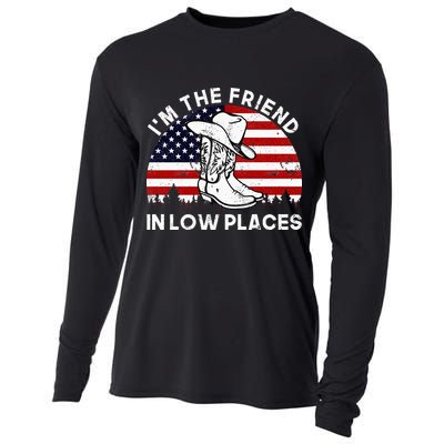 IM The Friend In Low Places Vintage Cowboy Hat Usa Flag Cooling Performance Long Sleeve Crew