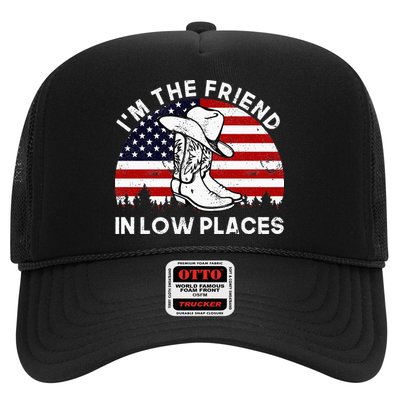 IM The Friend In Low Places Vintage Cowboy Hat Usa Flag Trucker Hat
