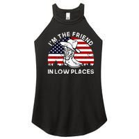 IM The Friend In Low Places Vintage Cowboy Hat Usa Flag Women's Perfect Tri Rocker Tank