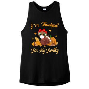 Im Thankful For My Family Pajamas Turkey Thanksgiving Gift Ladies PosiCharge Tri-Blend Wicking Tank