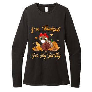 Im Thankful For My Family Pajamas Turkey Thanksgiving Gift Womens CVC Long Sleeve Shirt