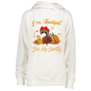 Im Thankful For My Family Pajamas Turkey Thanksgiving Gift Womens Funnel Neck Pullover Hood