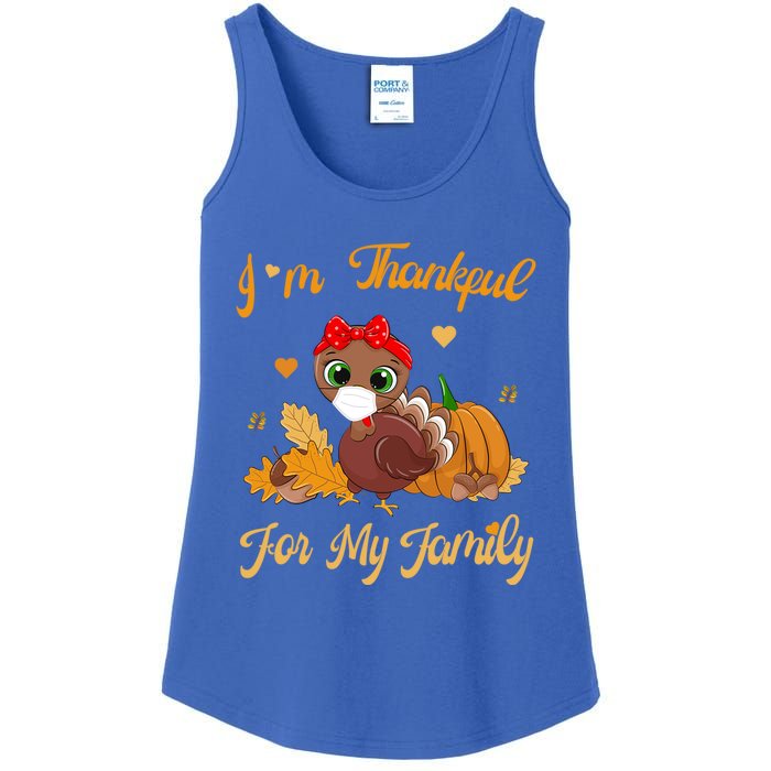 Im Thankful For My Family Pajamas Turkey Thanksgiving Gift Ladies Essential Tank