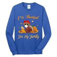 Im Thankful For My Family Pajamas Turkey Thanksgiving Gift Tall Long Sleeve T-Shirt