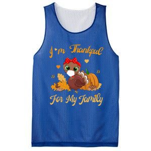 Im Thankful For My Family Pajamas Turkey Thanksgiving Gift Mesh Reversible Basketball Jersey Tank