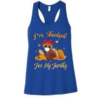 Im Thankful For My Family Pajamas Turkey Thanksgiving Gift Women's Racerback Tank