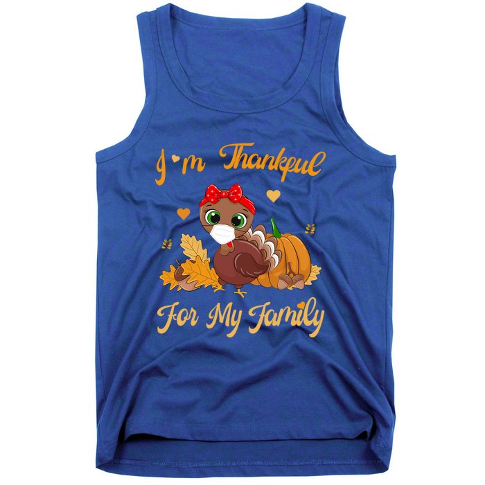 Im Thankful For My Family Pajamas Turkey Thanksgiving Gift Tank Top