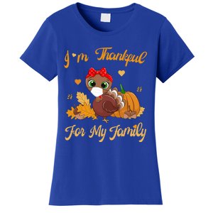 Im Thankful For My Family Pajamas Turkey Thanksgiving Gift Women's T-Shirt