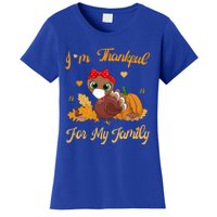 Im Thankful For My Family Pajamas Turkey Thanksgiving Gift Women's T-Shirt