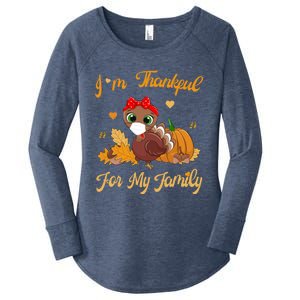 Im Thankful For My Family Pajamas Turkey Thanksgiving Gift Women's Perfect Tri Tunic Long Sleeve Shirt